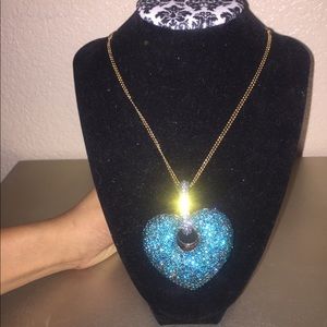 Blue puffy crystal necklace